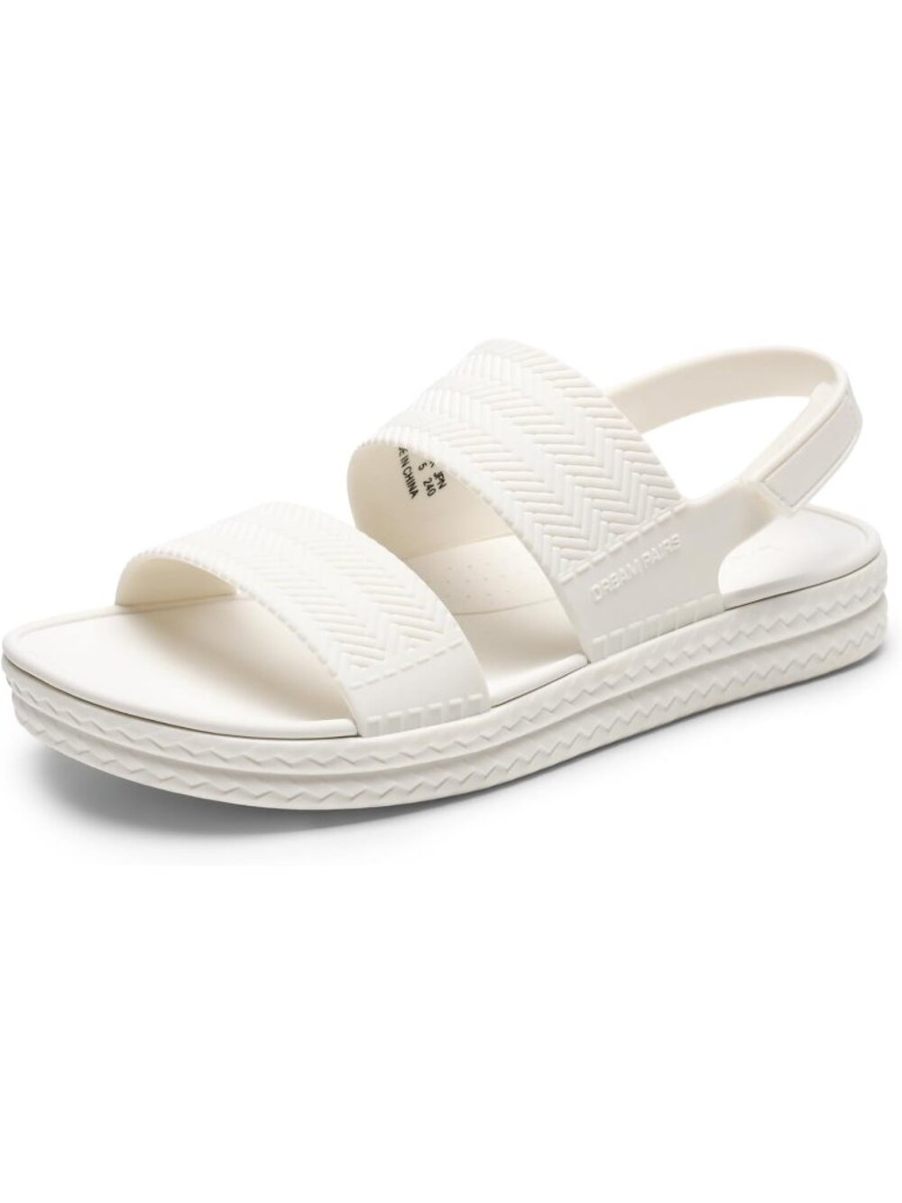 Dream Pairs Women's All White Open Toe Waterproof Slingback Platform Flat Sandal